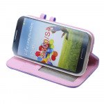 Wholesale Samsung Galaxy S4 Diamond Leather Wallet Case with Stand (Purple)